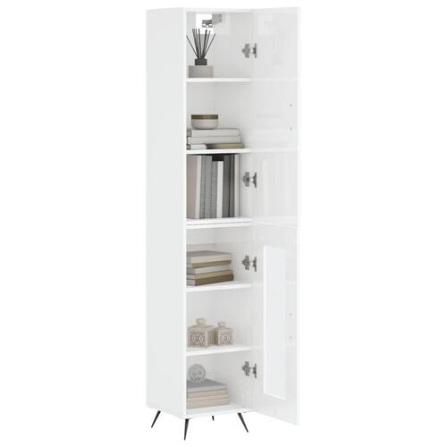 Skab 34,5x34x180 cm konstrueret træ hvid højglans