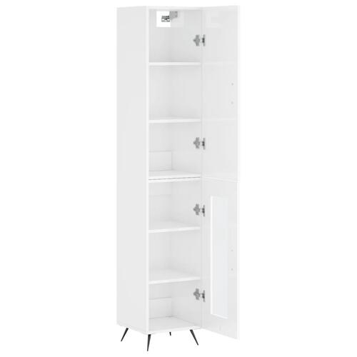 Skab 34,5x34x180 cm konstrueret træ hvid højglans