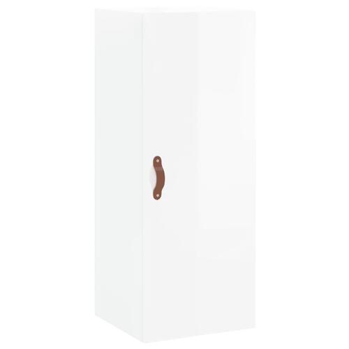 Skab 34,5x34x180 cm konstrueret træ hvid højglans