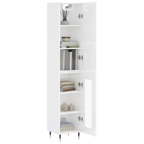 Skab 34,5x34x180 cm konstrueret træ hvid højglans