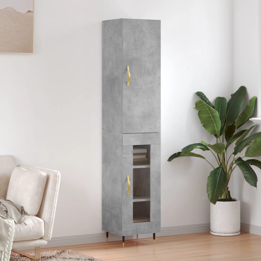Skab 34,5x34x180 cm konstrueret træ betongrå