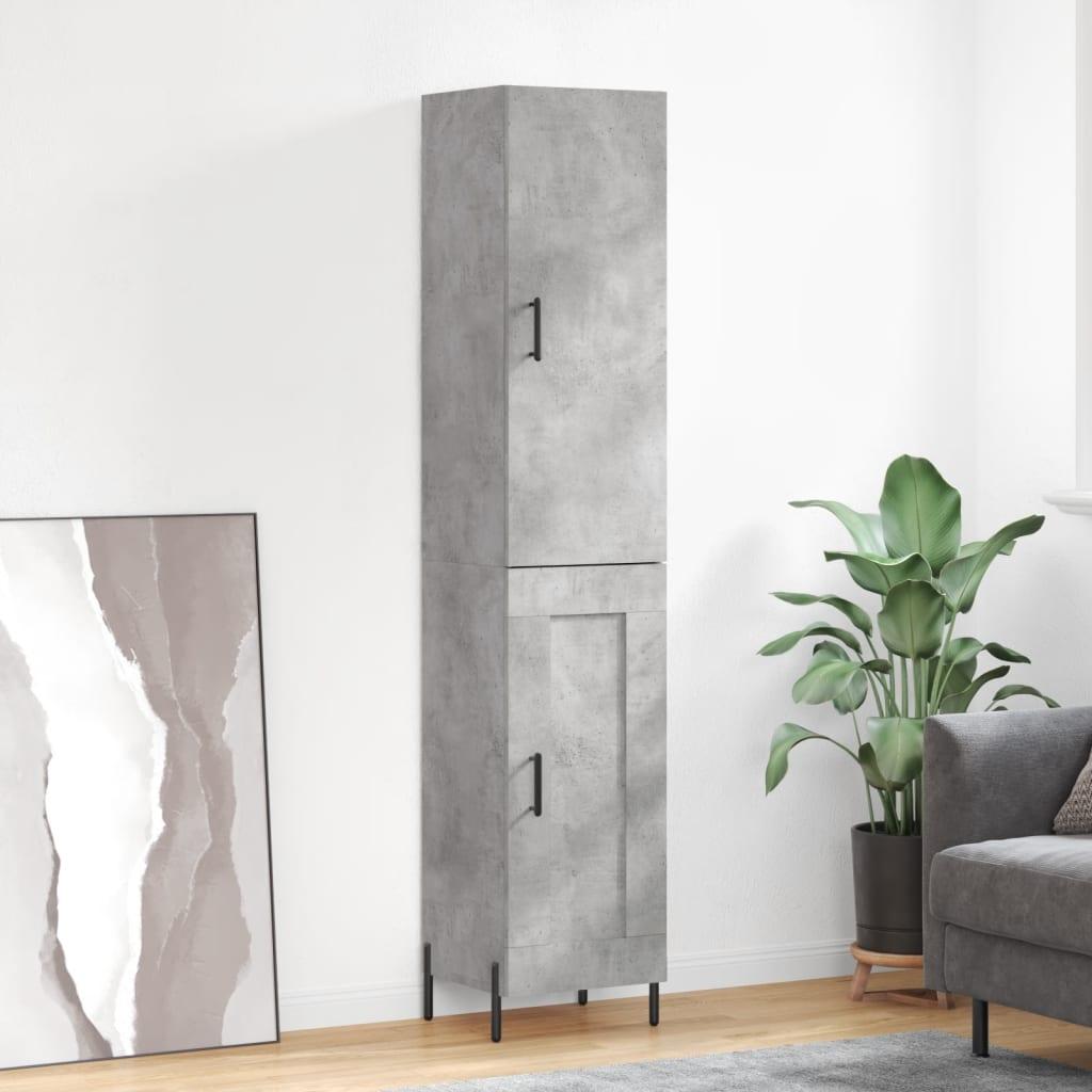Højskab 34,5×34×180 cm i konstrueret træ - betongrå billede