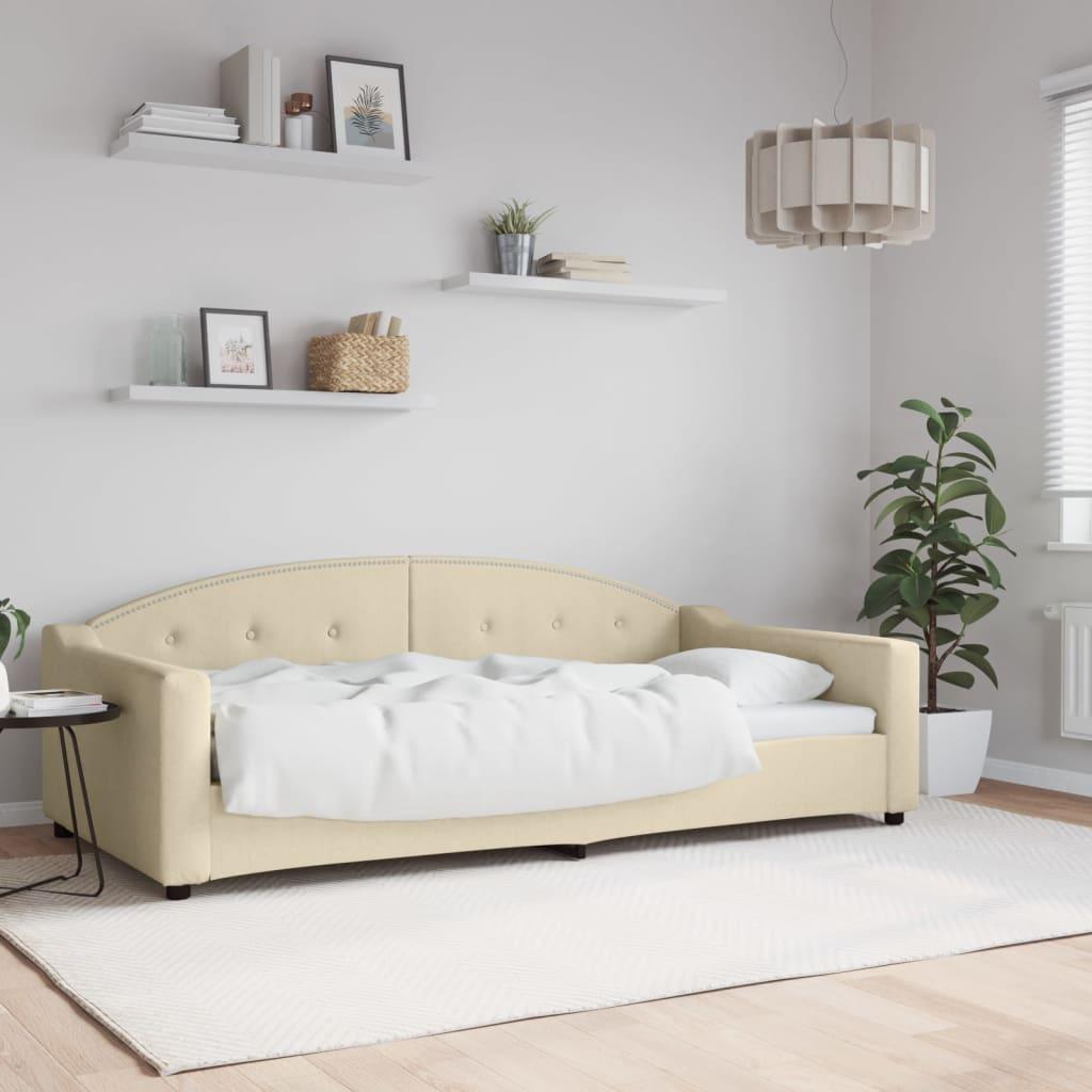Daybed 100x200 cm stof cremefarvet billede