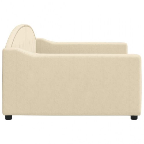 Daybed 100×200 cm i stof - cremefarvet sengeramme med armlæn