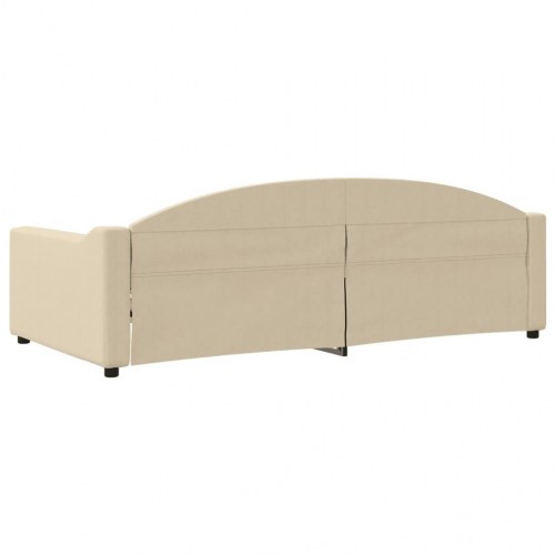 Daybed 100×200 cm i stof - cremefarvet sengeramme med armlæn