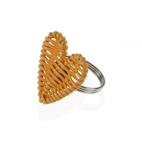 Versa servietring i metal og spanskrør - hjerte, 5,3 × 4,7 × 5,3 cm