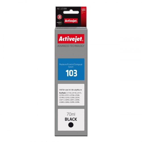Activejet AE-103Bk blækflaske, sort - 70 ml (Epson 103/EcoTank)