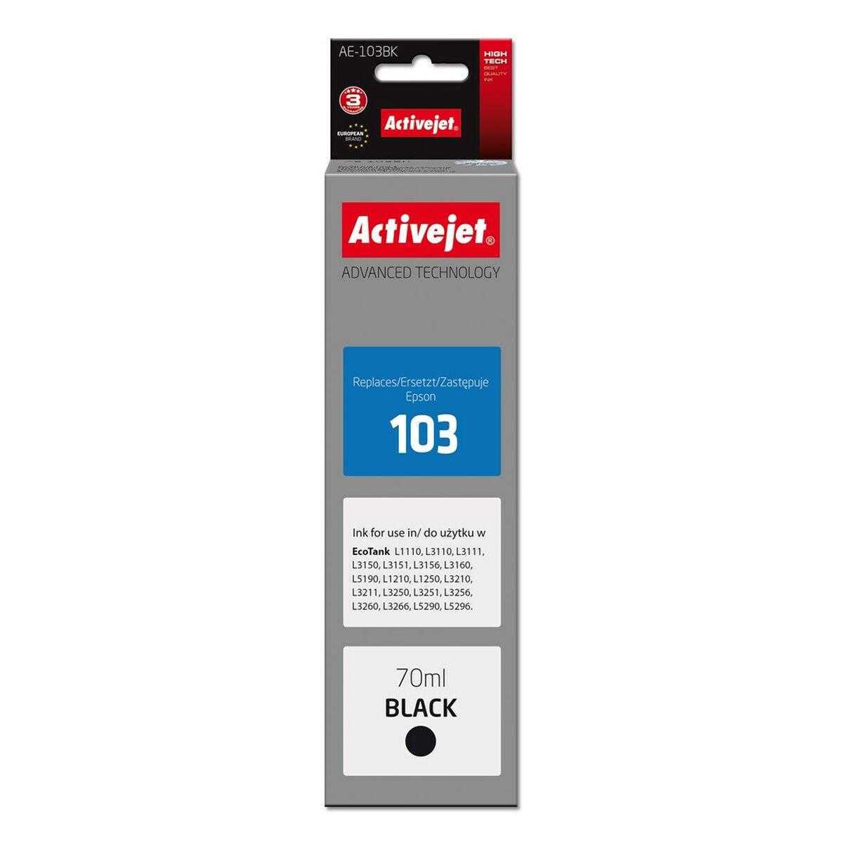 Activejet AE-103Bk blækflaske, sort - 70 ml (Epson 103/EcoTank)