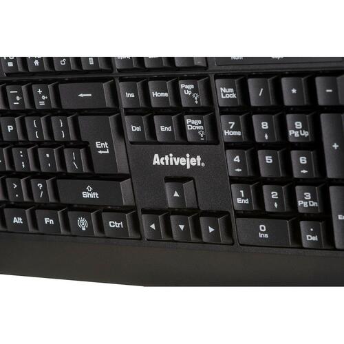 Tastatur Activejet K-3255 Sort Monochrome QWERTY