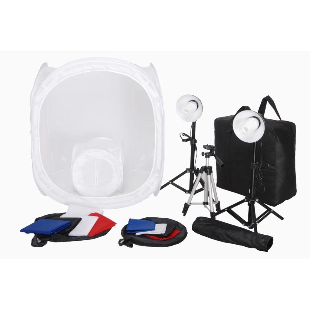 Mini-fotostudie: 8 baggrunde, 3 stativer & 2 lamper