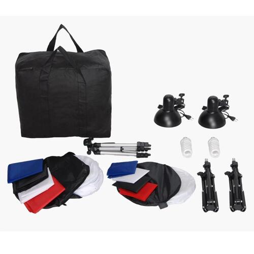 Mini-fotostudie: 8 baggrunde, 3 stativer & 2 lamper