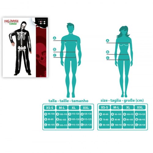 Sort skelet kostume til voksne - XL