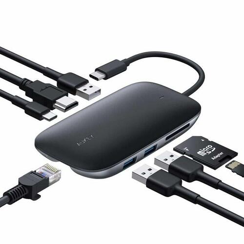 USB Hub Aukey CB-C71 Sort 100 W
