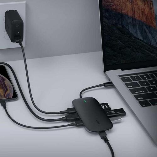USB Hub Aukey CB-C71 Sort 100 W