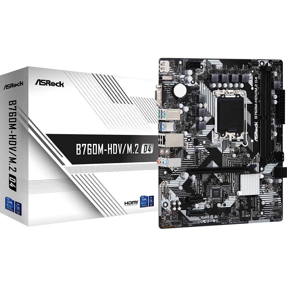 ASRock B760M-HDV/M.2 D4 bundkort - Intel B760, LGA 1700, mATX