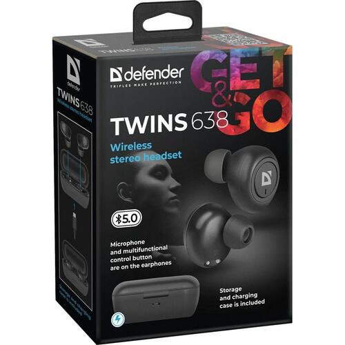 Bluetooth hovedtelefoner Defender Twins 638 Sort