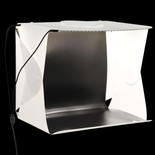 Foldbar lyskasse til fotostudie 40 x 34 x 37 cm plastik hvid