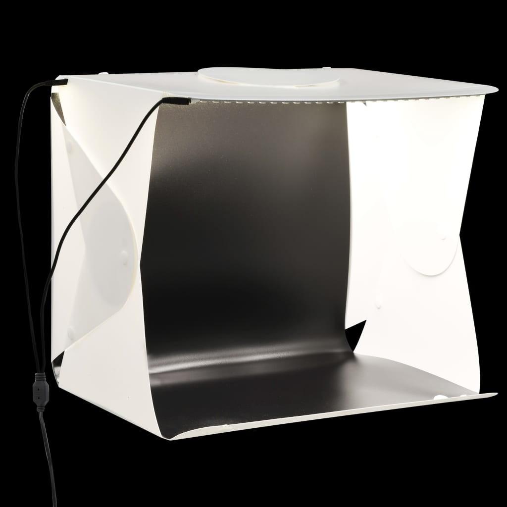 Foldbar lyskasse til fotostudie 40 x 34 x 37 cm plastik hvid