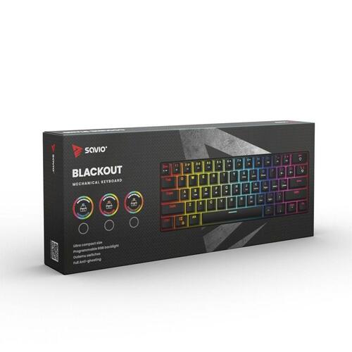 Tastatur Savio BLACKOUT Sort Multifarvet Engelsk QWERTY