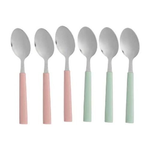 Sæt med skeer Grøn Pink Sølvfarvet Rustfrit stål Plastik 18,7 cm (12 enheder)