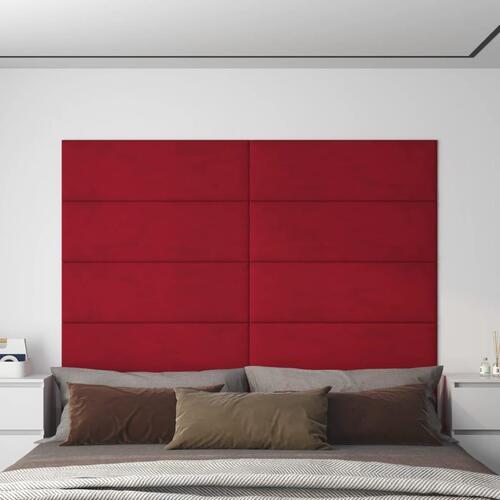 Vægpaneler 12 stk. 90x30 cm 3,24 m² fløjl vinrød