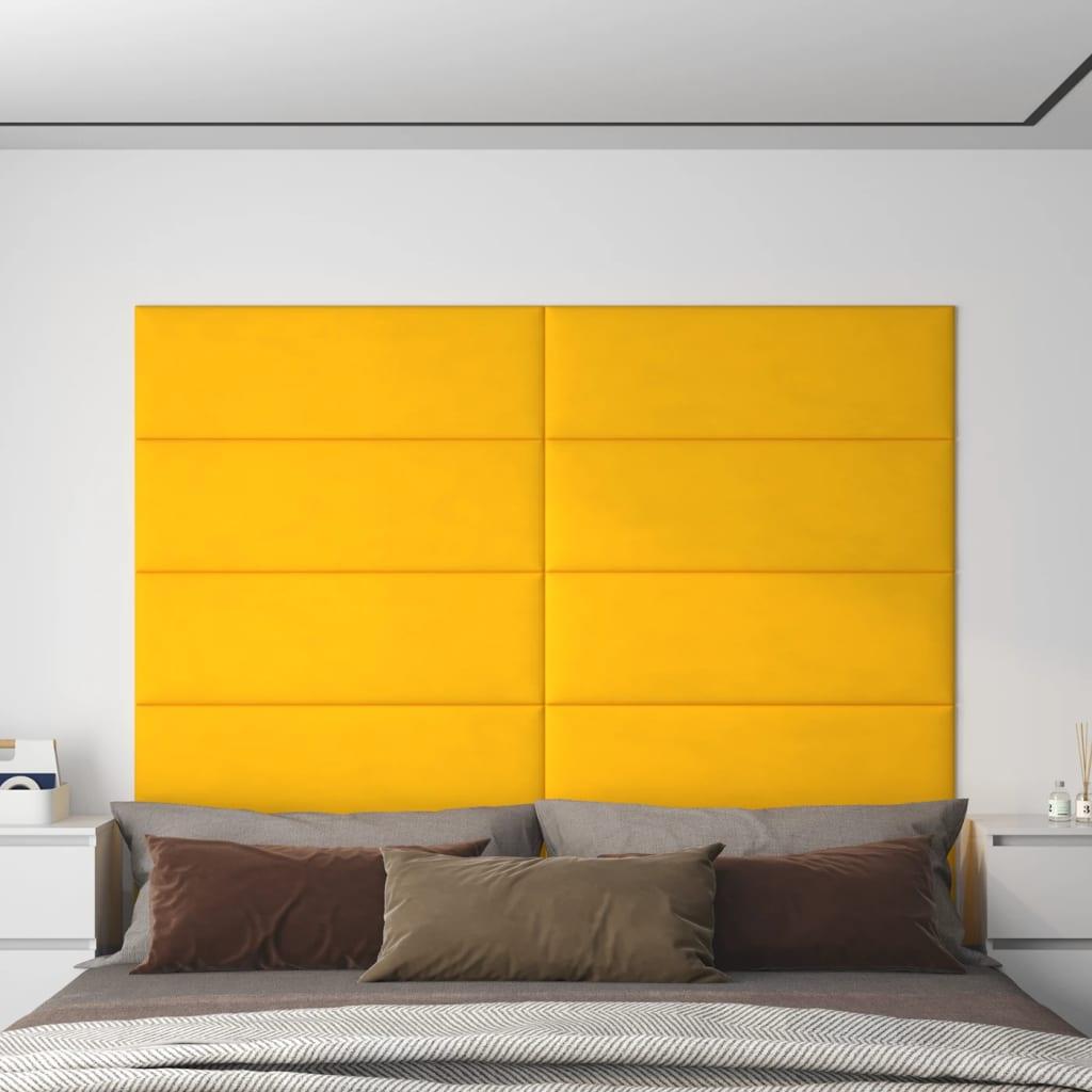Vægpaneler 12 stk. 90x30 cm 3,24 m² fløjl gul