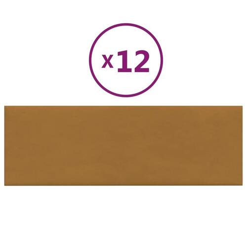 Vægpaneler 12 stk. 90x30 cm 3,24 m² fløjl brun