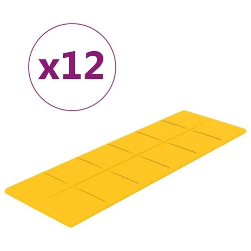 Vægpaneler 12 stk. 90x30 cm 3,24 m² fløjl gul