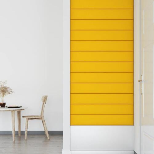 Vægpaneler 12 stk. 90x15 cm 1,62 m² fløjl gul