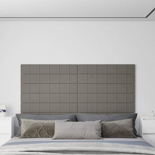 Vægpaneler 12 stk. 90x15 cm 1,62 m² fløjl lysegrå