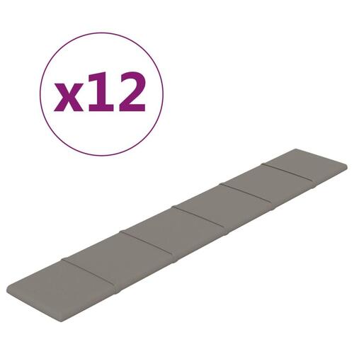 Vægpaneler 12 stk. 90x15 cm 1,62 m² fløjl lysegrå