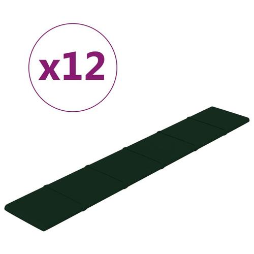 Vægpaneler 12 stk. 90x15 cm 1,62 m² fløjl mørkegrøn