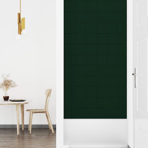 Vægpaneler 12 stk. 90x15 cm 1,62 m² fløjl mørkegrøn