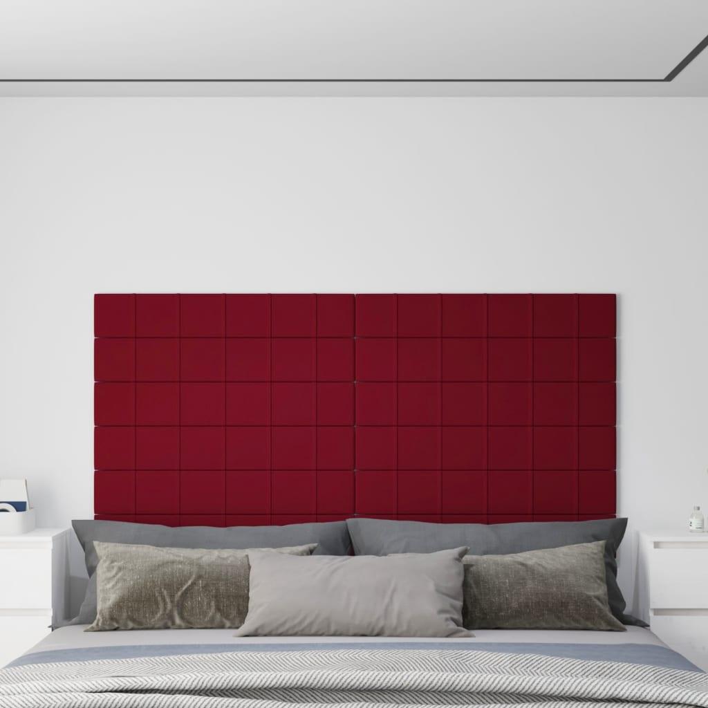 Vægpaneler 12 stk. 90x15 cm 1,62 m² fløjl vinrød