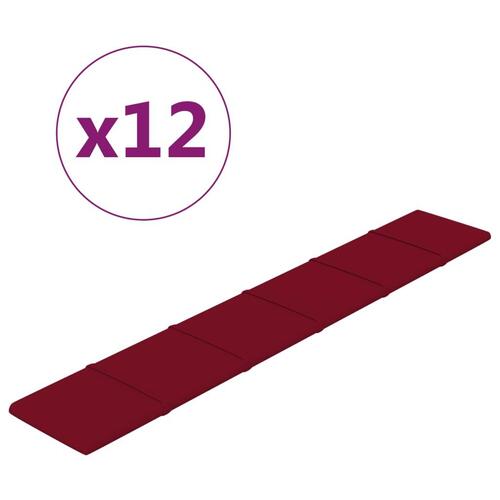 Vægpaneler 12 stk. 90x15 cm 1,62 m² fløjl vinrød