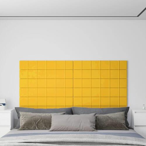 Vægpaneler 12 stk. 90x15 cm 1,62 m² fløjl gul