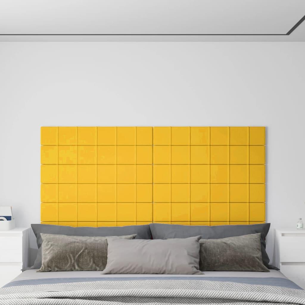 Vægpaneler 12 stk. 90x15 cm 1,62 m² fløjl gul