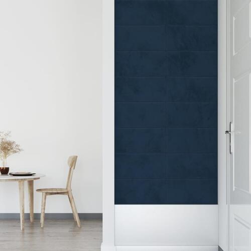 Vægpaneler 12 stk. 60x30 cm 2,16 m² fløjl blå