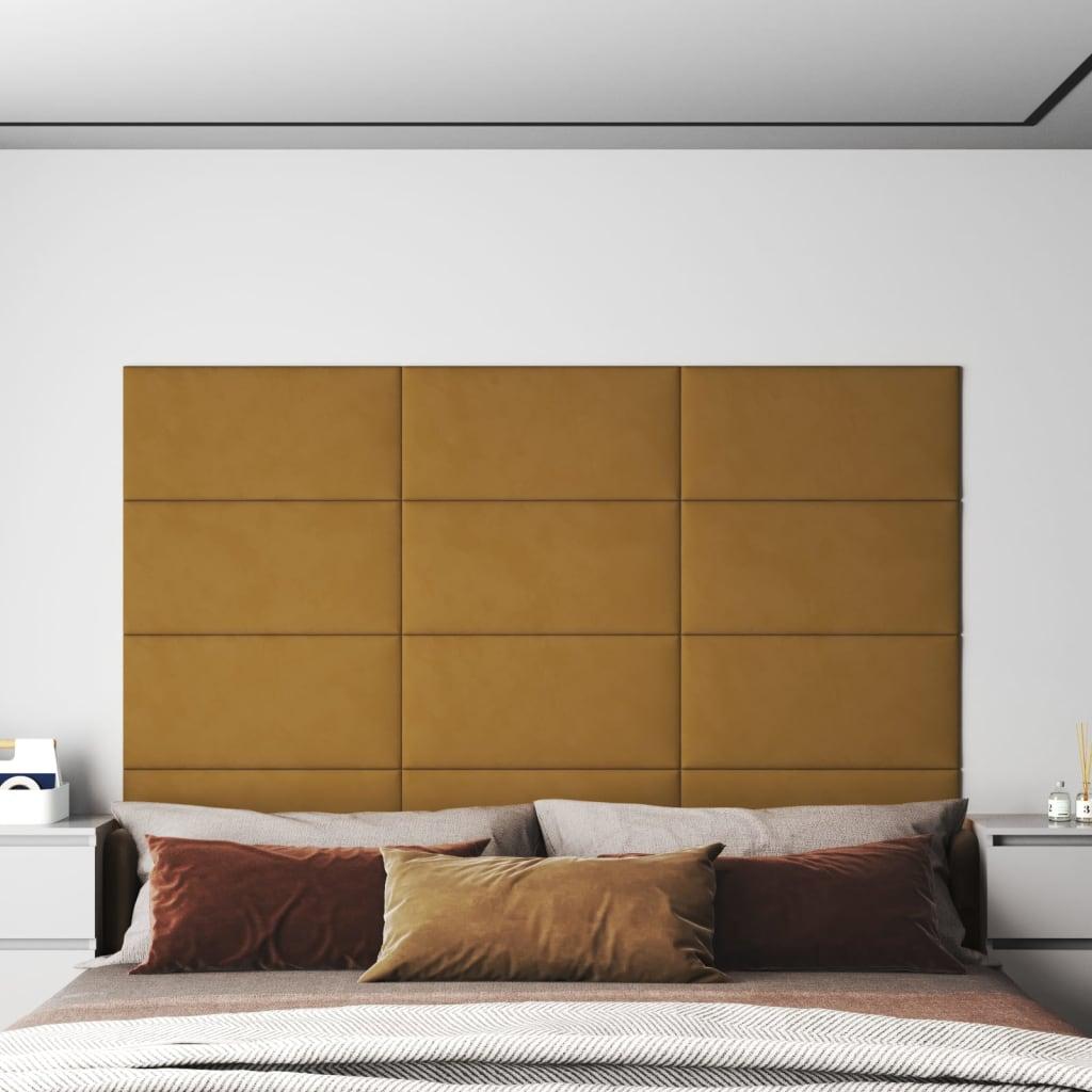 Vægpaneler 12 stk. 60x30 cm 2,16 m² fløjl brun