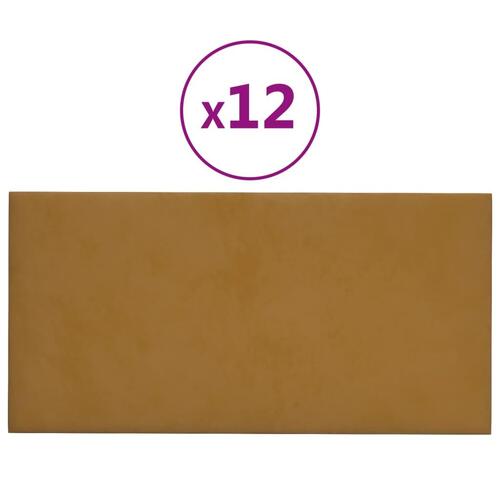 Vægpaneler 12 stk. 60x30 cm 2,16 m² fløjl brun