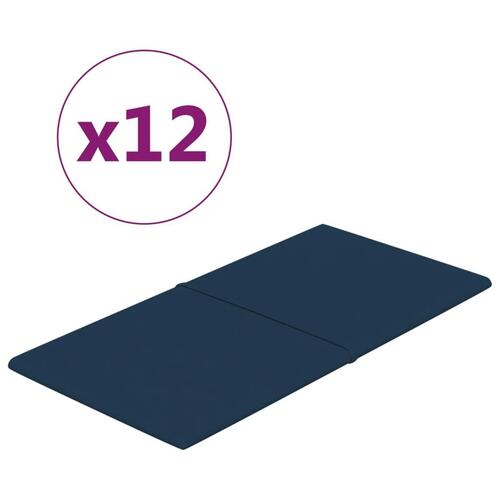 Vægpaneler 12 stk. 60x30 cm 2,16 m² fløjl blå