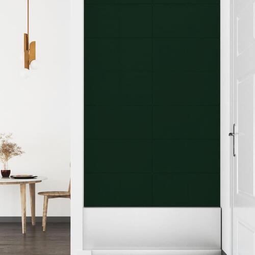 Vægpaneler 12 stk. 60x30 cm 2,16 m² fløjl mørkegrøn