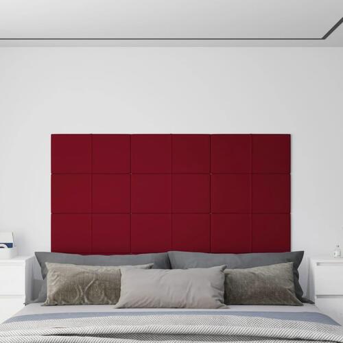 Vægpaneler 12 stk. 60x30 cm 2,16 m² fløjl vinrød