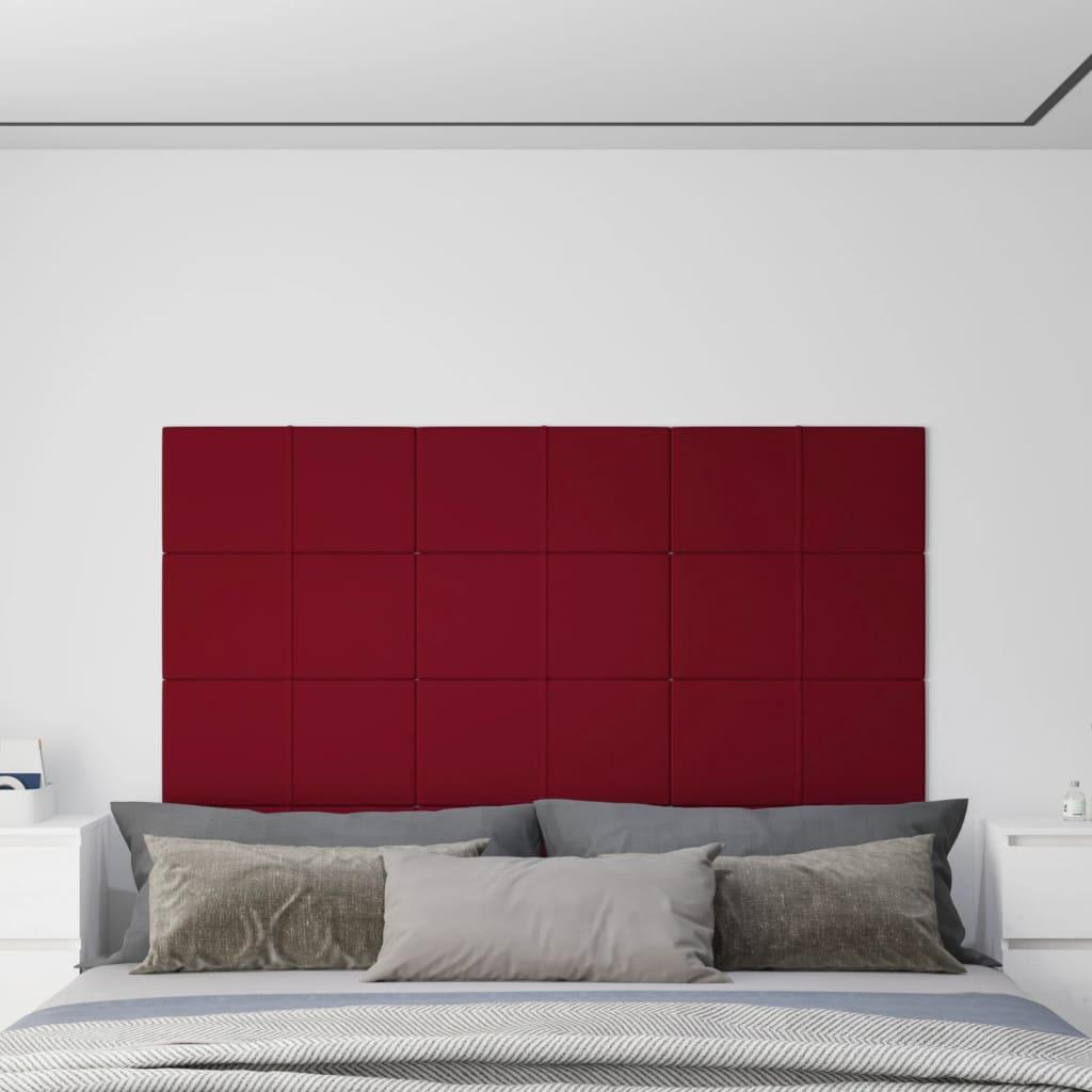 Vægpaneler 12 stk. 60x30 cm 2,16 m² fløjl vinrød