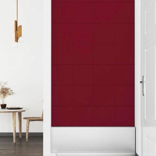 Vægpaneler 12 stk. 60x30 cm 2,16 m² fløjl vinrød