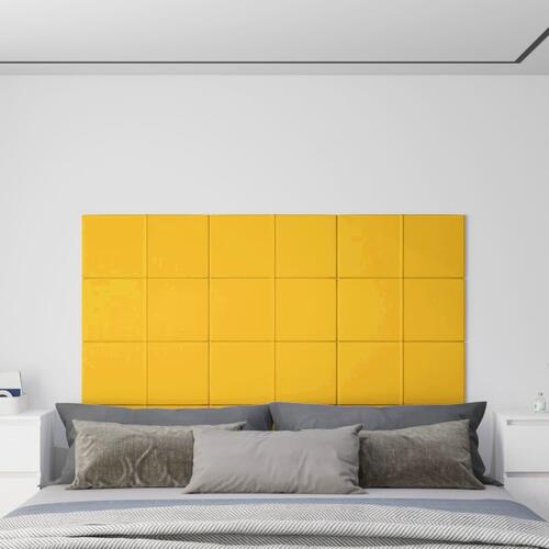 Vægpaneler 12 stk. 60x30 cm 2,16 m² fløjl gul