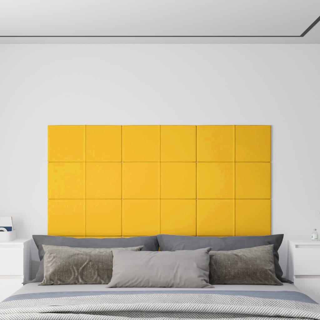 Vægpaneler 12 stk. 60x30 cm 2,16 m² fløjl gul
