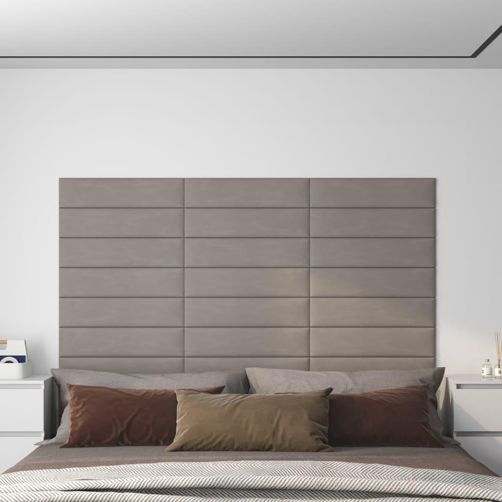 Vægpaneler 12 stk. 60x15 cm 1,08 m² fløjl lysegrå