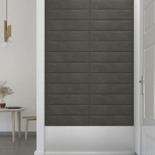 Vægpaneler 12 stk. 60x15 cm 1,08 m² fløjl mørkegrå