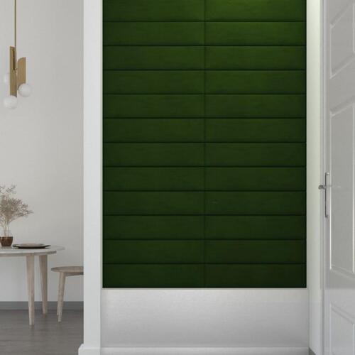 Vægpaneler 12 stk. 60x15 cm 1,08 m² fløjl mørkegrøn